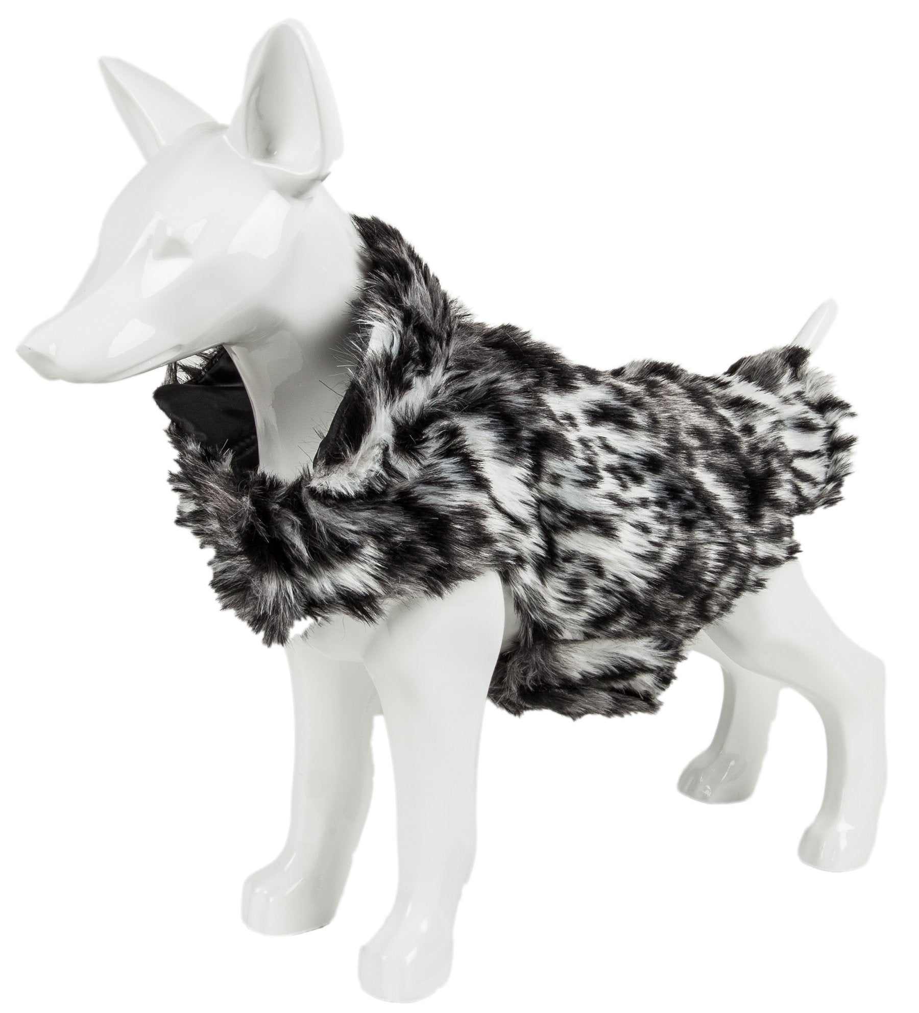 Pet Life ® Luxe 'Paw Dropping' Designer Gray-Scale Tiger Pattern Mink Fur Dog Coat - BIG FRENCHIES