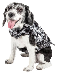 Pet Life ® Luxe 'Paw Dropping' Designer Gray-Scale Tiger Pattern Mink Fur Dog Coat - BIG FRENCHIES