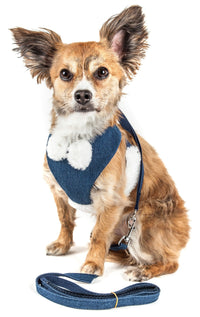 Pet Life ® Luxe 'Pom Draper' 2-In-1 Adjustable Fashion Dog Harness and Leash - BIG FRENCHIES