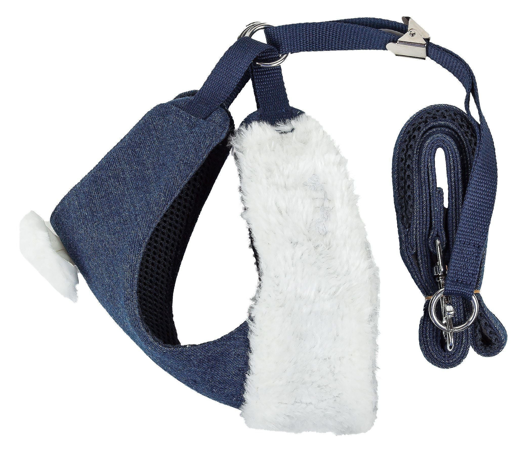 Pet Life ® Luxe 'Pom Draper' 2-In-1 Adjustable Fashion Dog Harness and Leash - BIG FRENCHIES