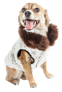 Pet Life ® Luxe 'Purrlage' Pelage Designer Fashion Fur Dog Coat - BIG FRENCHIES