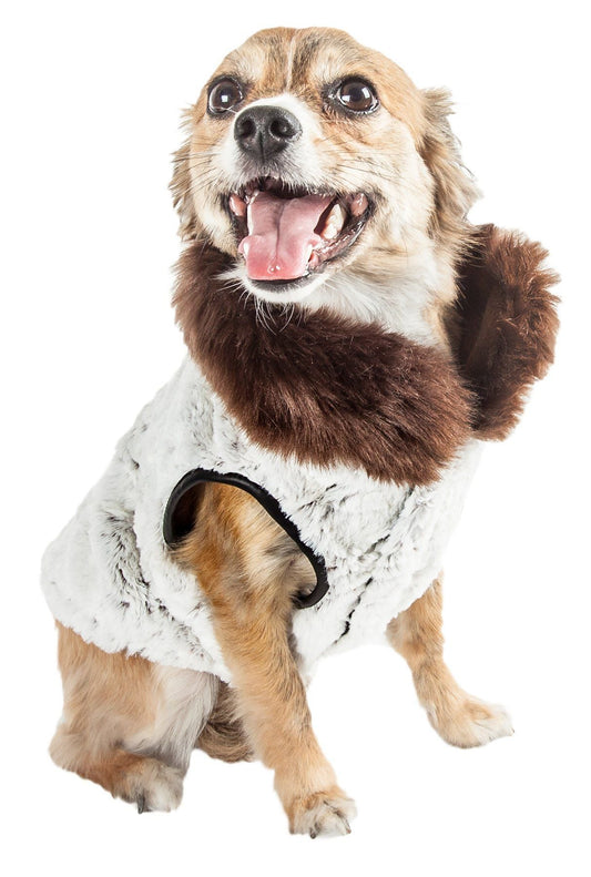 Pet Life ® Luxe 'Purrlage' Pelage Designer Fashion Fur Dog Coat - BIG FRENCHIES