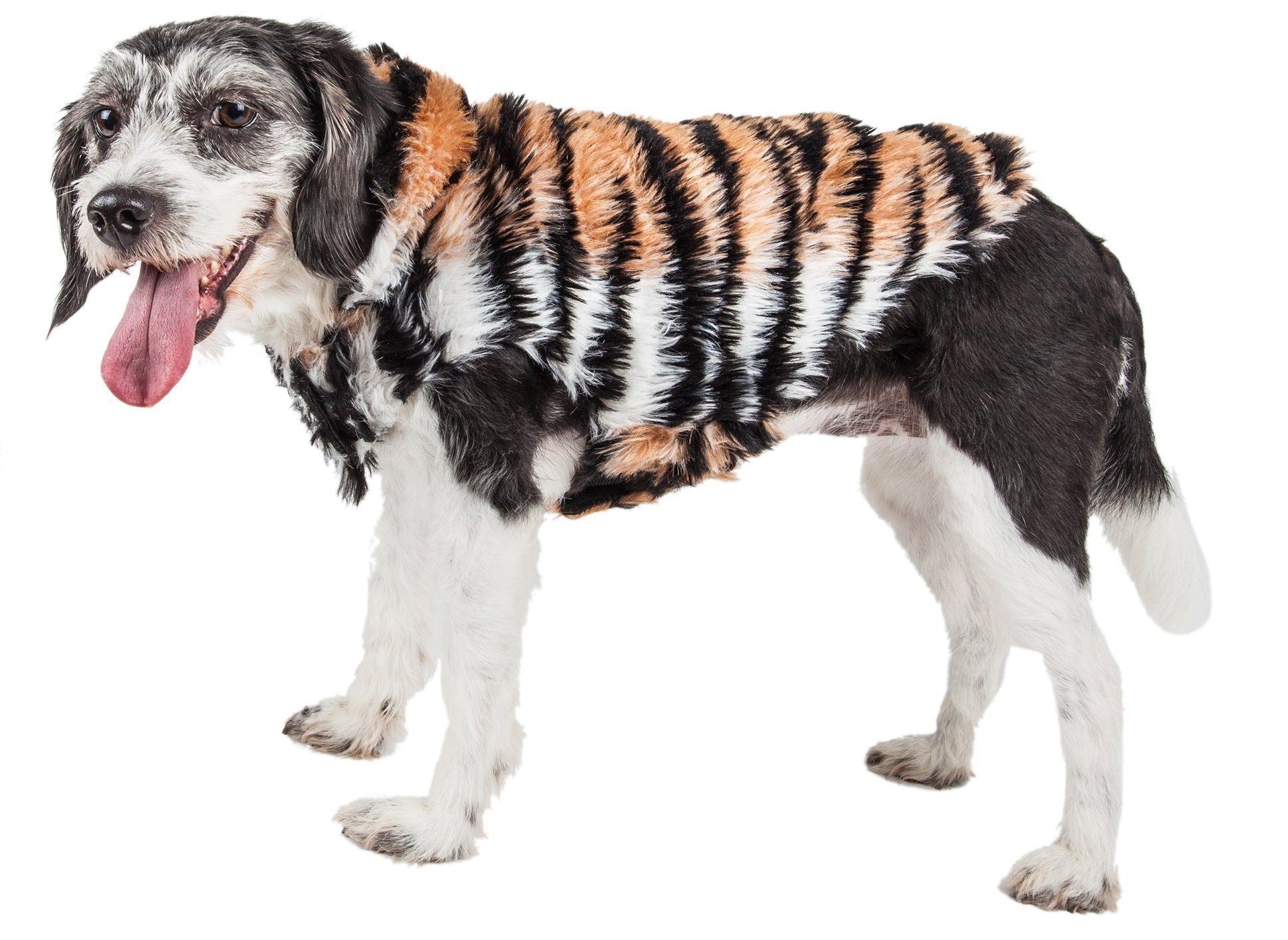 Pet Life ® Luxe 'Tigerbone' Tiger-Patterned Mink Fashion Fur Dog Jacket - BIG FRENCHIES