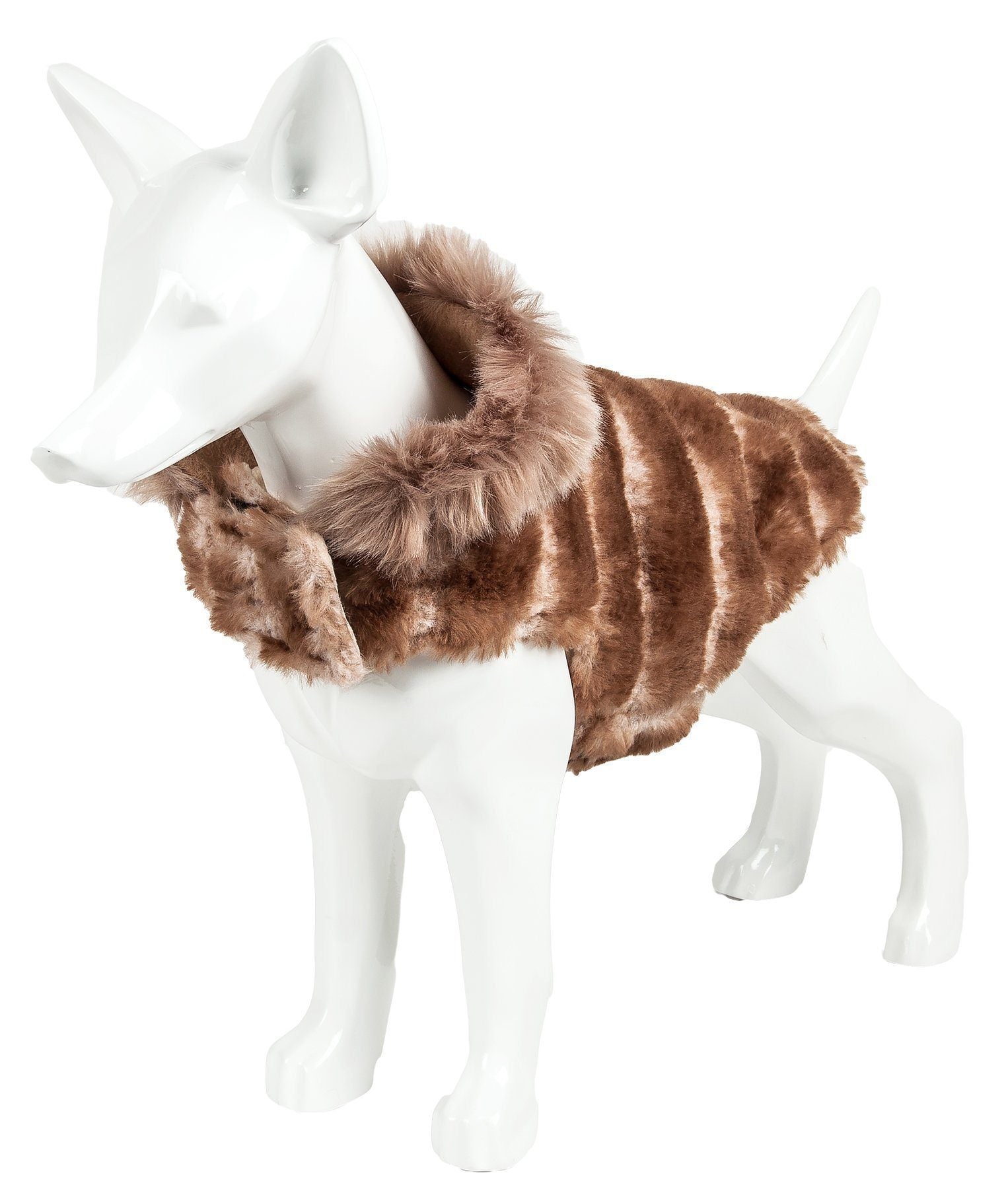 Pet Life ® Luxe 'Tira-Poochoo' Tiramisu Patterned Mink Fur Designer Dog Jacket - BIG FRENCHIES