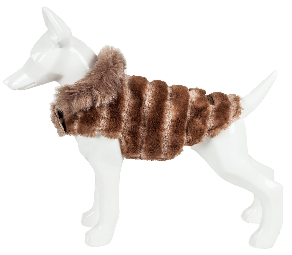 Pet Life ® Luxe 'Tira-Poochoo' Tiramisu Patterned Mink Fur Designer Dog Jacket - BIG FRENCHIES