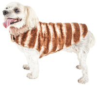 Pet Life ® Luxe 'Tira-Poochoo' Tiramisu Patterned Mink Fur Designer Dog Jacket - BIG FRENCHIES