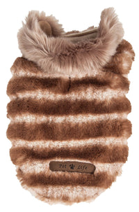 Pet Life ® Luxe 'Tira-Poochoo' Tiramisu Patterned Mink Fur Designer Dog Jacket - BIG FRENCHIES