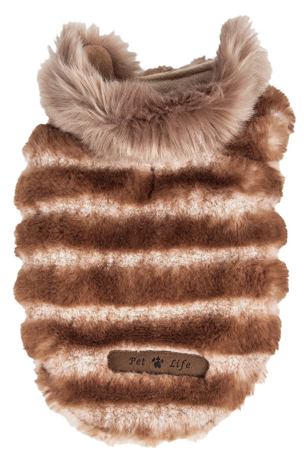 Pet Life ® Luxe 'Tira-Poochoo' Tiramisu Patterned Mink Fur Designer Dog Jacket - BIG FRENCHIES