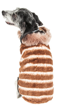 Pet Life ® Luxe 'Tira-Poochoo' Tiramisu Patterned Mink Fur Designer Dog Jacket - BIG FRENCHIES