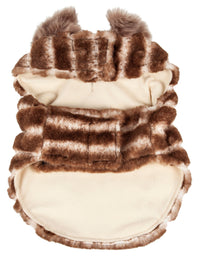 Pet Life ® Luxe 'Tira-Poochoo' Tiramisu Patterned Mink Fur Designer Dog Jacket - BIG FRENCHIES