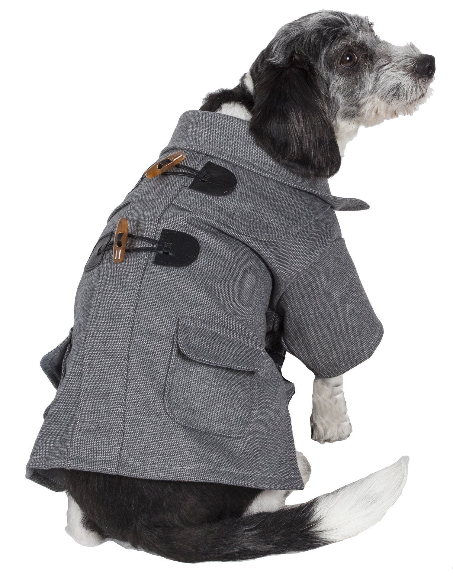 Pet Life ® 'Military Static' Rivited Fashion Collared Wool Dog Jacket Coat - BIG FRENCHIES