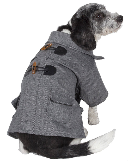 Pet Life ® 'Military Static' Rivited Fashion Collared Wool Dog Jacket Coat - BIG FRENCHIES