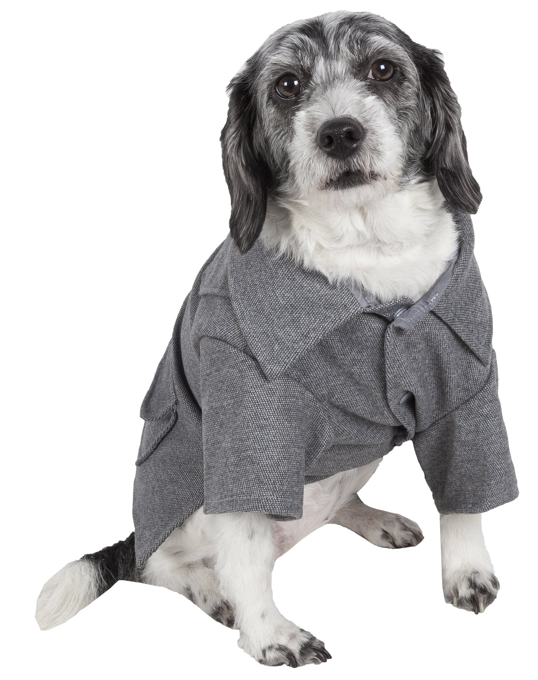 Pet Life ® 'Military Static' Rivited Fashion Collared Wool Dog Jacket Coat - BIG FRENCHIES