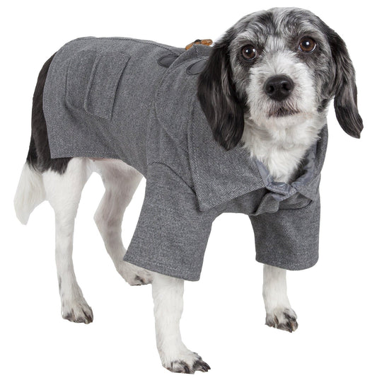 Pet Life ® 'Military Static' Rivited Fashion Collared Wool Dog Jacket Coat - BIG FRENCHIES