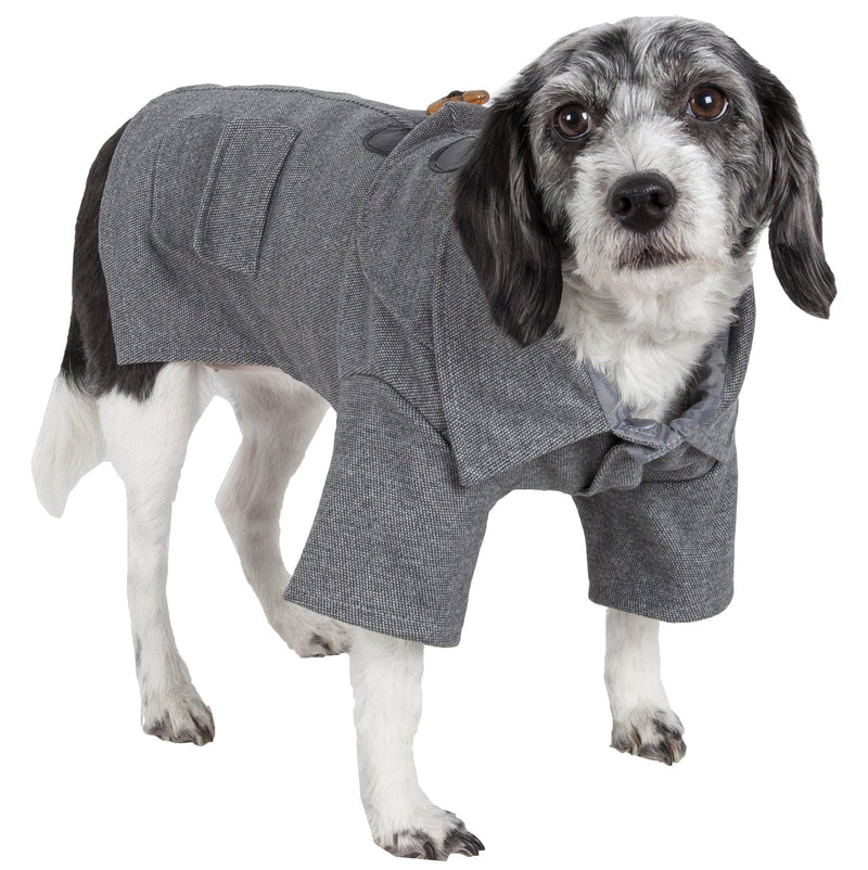 Pet Life ® 'Military Static' Rivited Fashion Collared Wool Dog Jacket Coat - BIG FRENCHIES