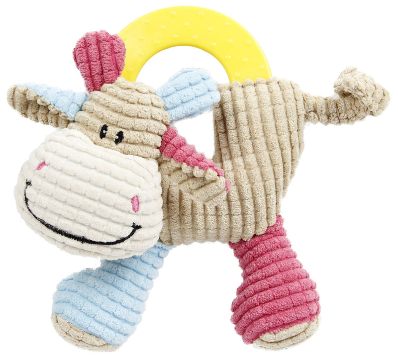 Pet Life ® 'Moo-cifier' Plush Squeaking and Rubber Teething Newborn Puppy Dog Toy - BIG FRENCHIES