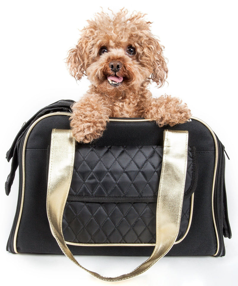 Pet Life ® Mystique Airline Approved Fashion Designer Travel Pet Dog Carrier w/ Pouch - BIG FRENCHIES