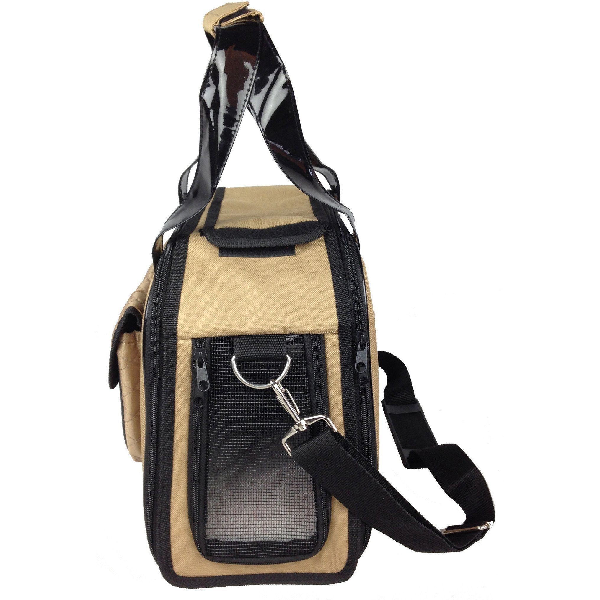 Pet Life ® Mystique Airline Approved Fashion Designer Travel Pet Dog Carrier w/ Pouch - BIG FRENCHIES