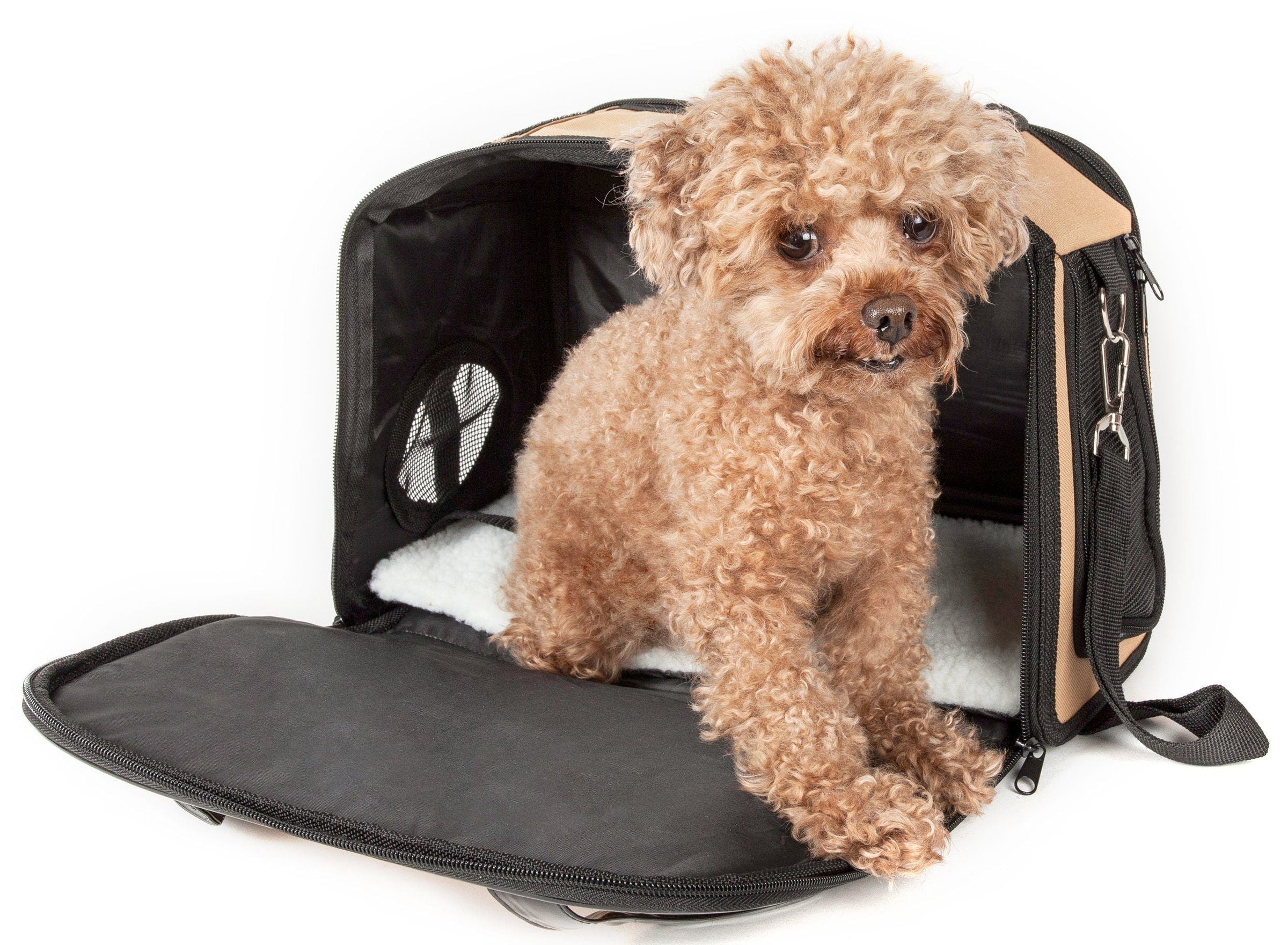 Pet Life ® Mystique Airline Approved Fashion Designer Travel Pet Dog Carrier w/ Pouch - BIG FRENCHIES