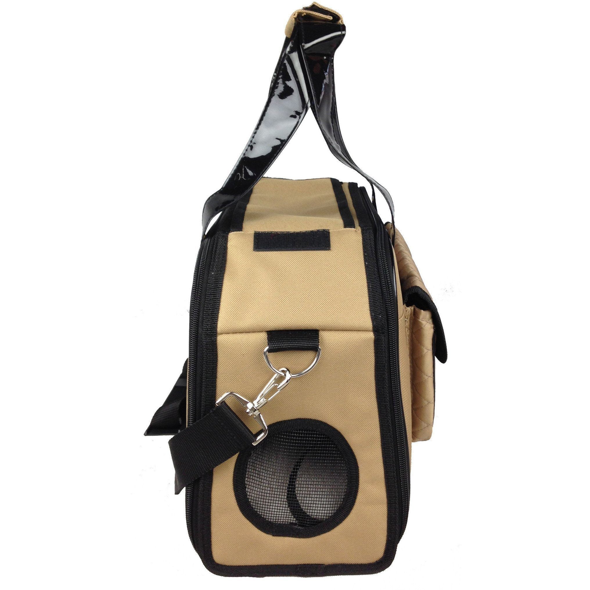Pet Life ® Mystique Airline Approved Fashion Designer Travel Pet Dog Carrier w/ Pouch - BIG FRENCHIES