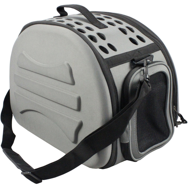 Pet Life ® 'Narrow Shelled' Lightweight Collapsible Military Grade Fashion Designer Travel Pet Dog Carrier Crate - BIG FRENCHIES
