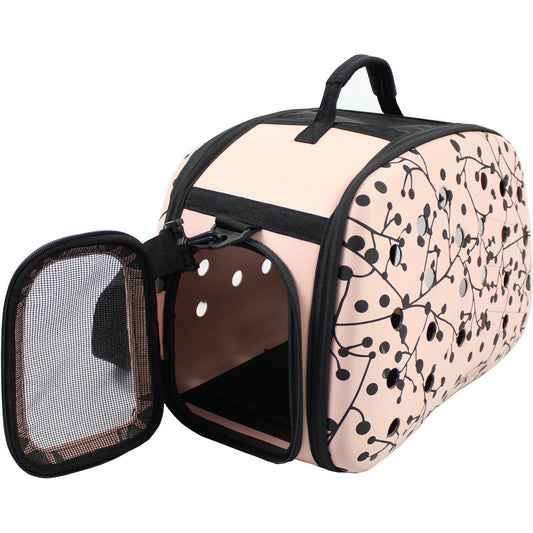 Pet Life ® 'Narrow Shelled' Perforated Lightweight Collapsible Military Grade Fashion Designer Travel Pet Dog Carrier Crate - BIG FRENCHIES