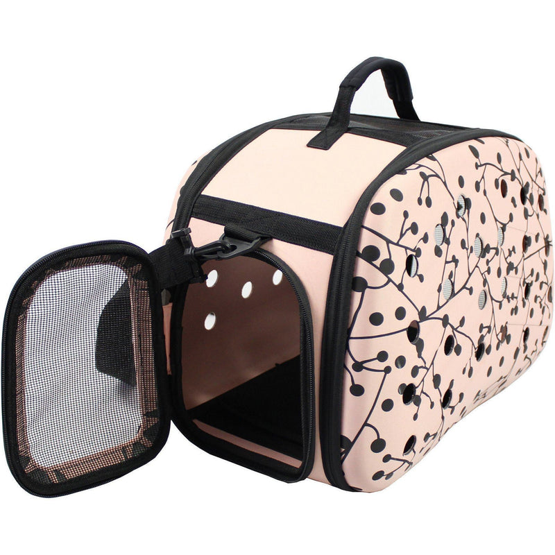 Pet Life ® 'Narrow Shelled' Perforated Lightweight Collapsible Military Grade Fashion Designer Travel Pet Dog Carrier Crate - BIG FRENCHIES