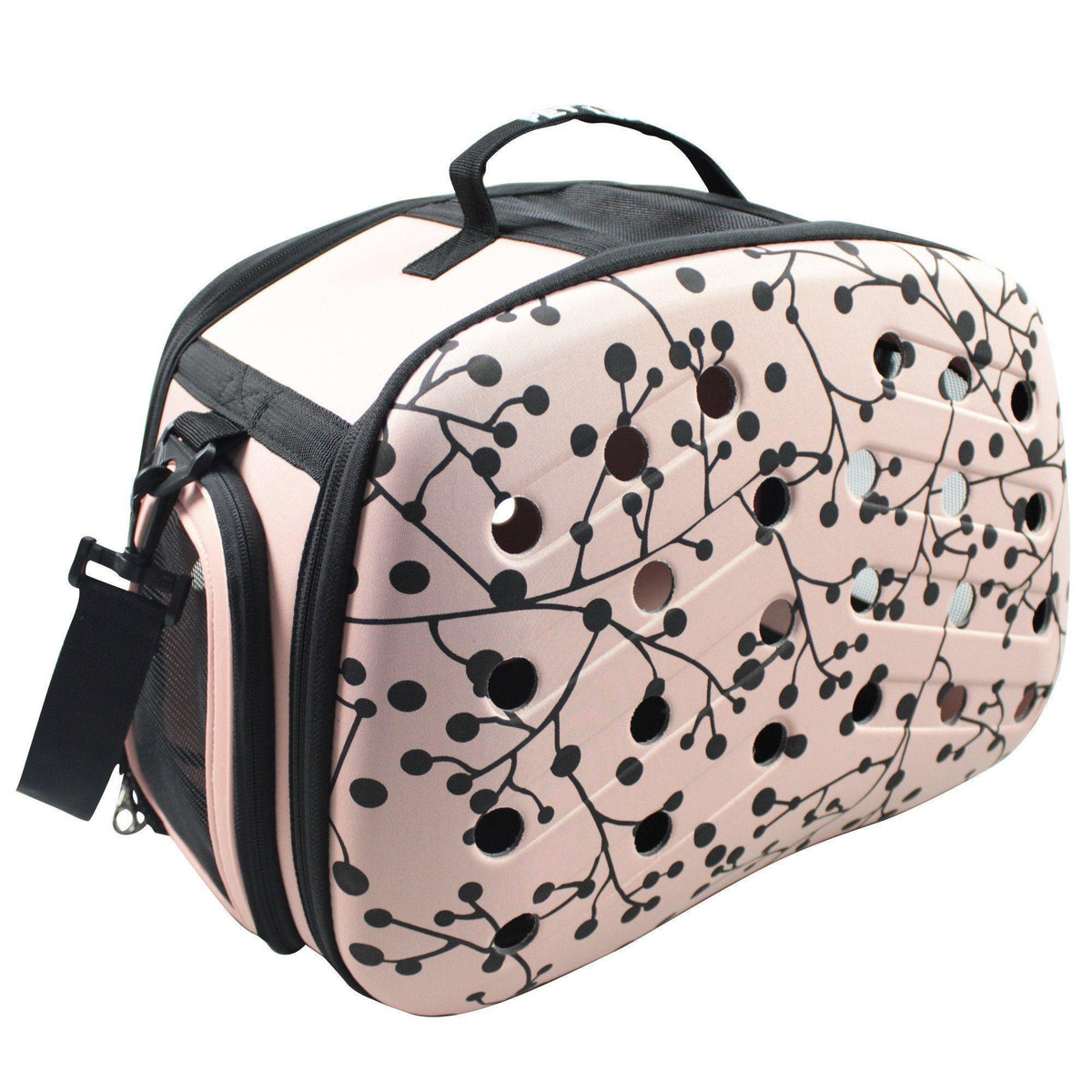 Pet Life ® 'Narrow Shelled' Perforated Lightweight Collapsible Military Grade Fashion Designer Travel Pet Dog Carrier Crate - BIG FRENCHIES
