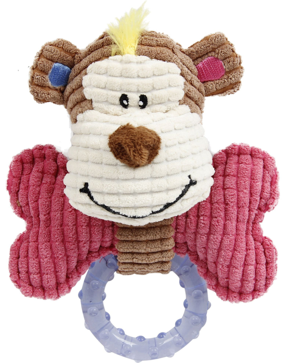 Pet Life ® 'Paci-Plush' Plush Squeaking and Rubber Teething Newborn Puppy Dog Toy - BIG FRENCHIES