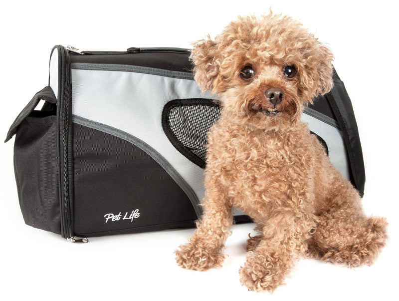 Pet Life ® 'Phenom-Air' Airline Approved Collapsible Fashion Designer Pet Dog Carrier - BIG FRENCHIES