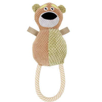Pet Life ® 'Huggabear' Natural Jute Squeaking and Tug Plush Dog Toy - BIG FRENCHIES
