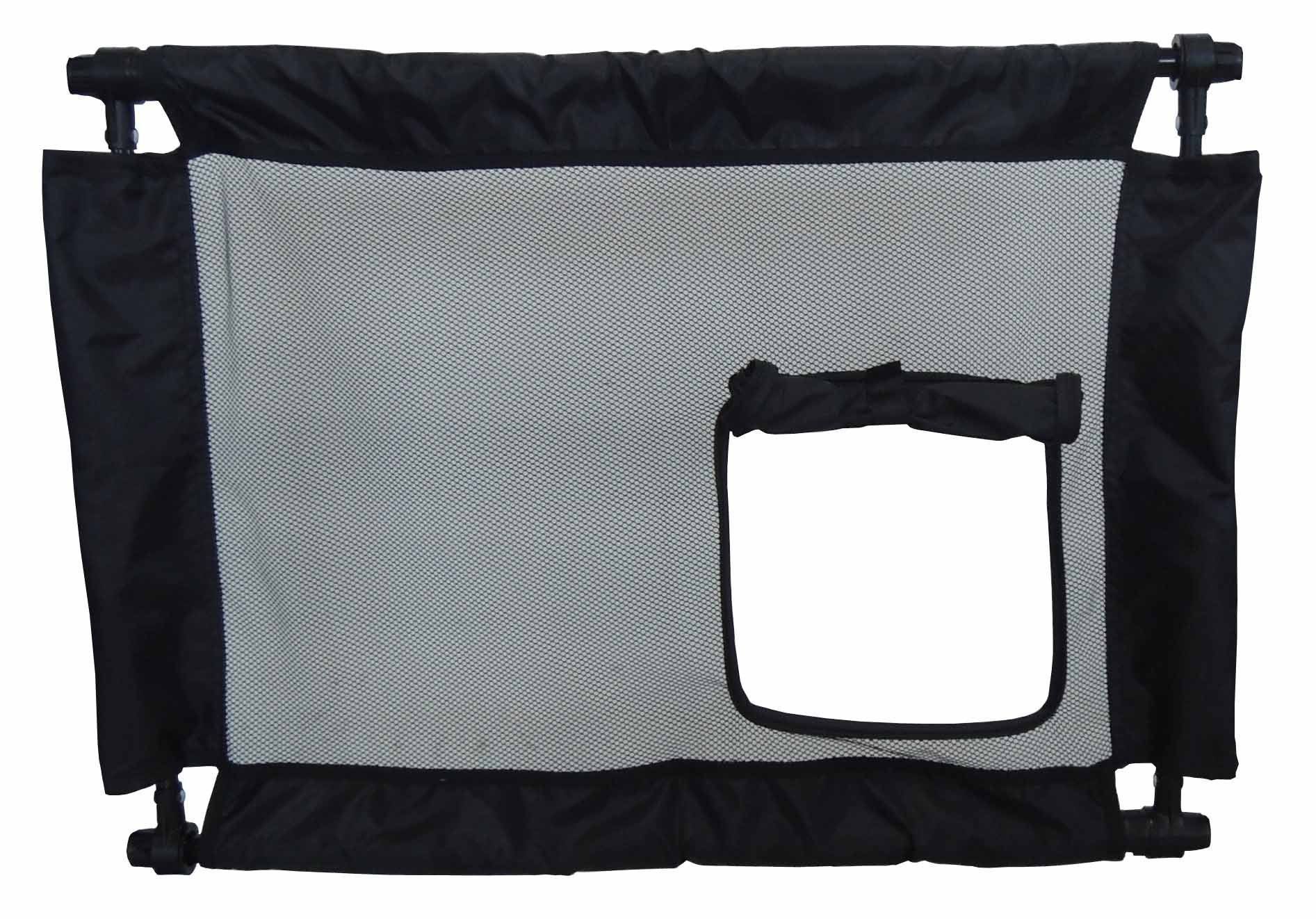 Pet Life ® 'Porta Gate' Anti-Drilling Nylon Mesh Collapsible Folding Travel Safety Pet Cat Dog Gate w/ Zippered Entrance - BIG FRENCHIES