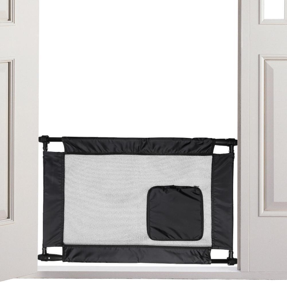 Pet Life ® 'Porta Gate' Anti-Drilling Nylon Mesh Collapsible Folding Travel Safety Pet Cat Dog Gate w/ Zippered Entrance - BIG FRENCHIES