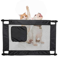 Pet Life ® 'Porta Gate' Anti-Drilling Nylon Mesh Collapsible Folding Travel Safety Pet Cat Dog Gate w/ Zippered Entrance - BIG FRENCHIES
