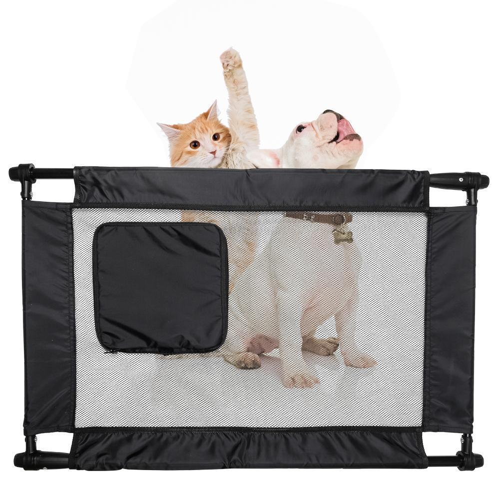Pet Life ® 'Porta Gate' Anti-Drilling Nylon Mesh Collapsible Folding Travel Safety Pet Cat Dog Gate w/ Zippered Entrance - BIG FRENCHIES