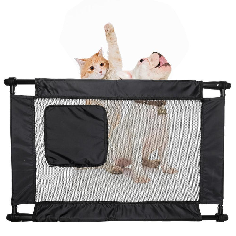 Pet Life ® 'Porta Gate' Anti-Drilling Nylon Mesh Collapsible Folding Travel Safety Pet Cat Dog Gate w/ Zippered Entrance - BIG FRENCHIES