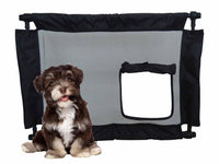Pet Life ® 'Porta Gate' Anti-Drilling Nylon Mesh Collapsible Folding Travel Safety Pet Cat Dog Gate w/ Zippered Entrance - BIG FRENCHIES