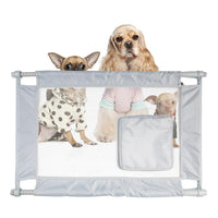 Pet Life ® 'Porta Gate' Anti-Drilling Nylon Mesh Collapsible Folding Travel Safety Pet Cat Dog Gate w/ Zippered Entrance - BIG FRENCHIES