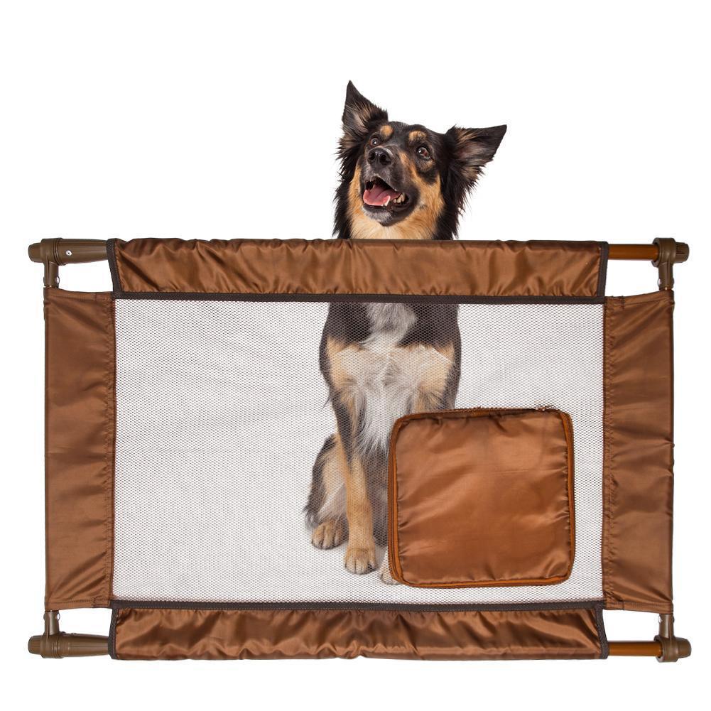 Pet Life ® 'Porta Gate' Anti-Drilling Nylon Mesh Collapsible Folding Travel Safety Pet Cat Dog Gate w/ Zippered Entrance - BIG FRENCHIES