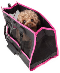 Pet Life ® 'Posh Paw' Elegant Leatherette Designer Fashion Travel Pet Dog Carrier Tote - BIG FRENCHIES