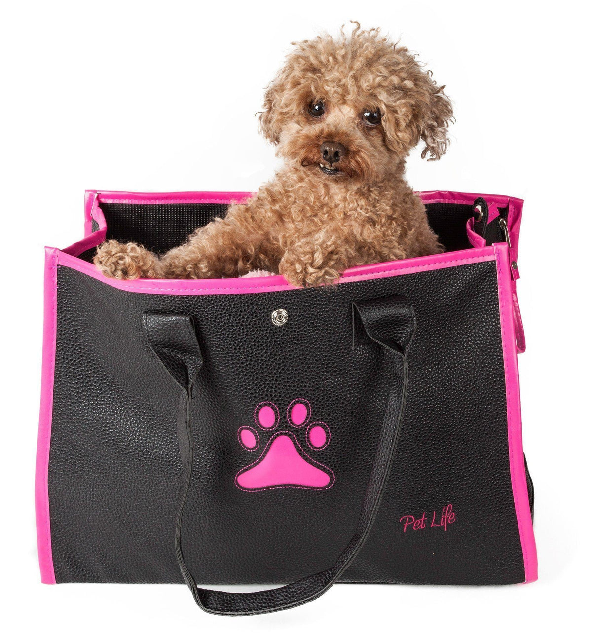Pet Life ® 'Posh Paw' Elegant Leatherette Designer Fashion Travel Pet Dog Carrier Tote - BIG FRENCHIES