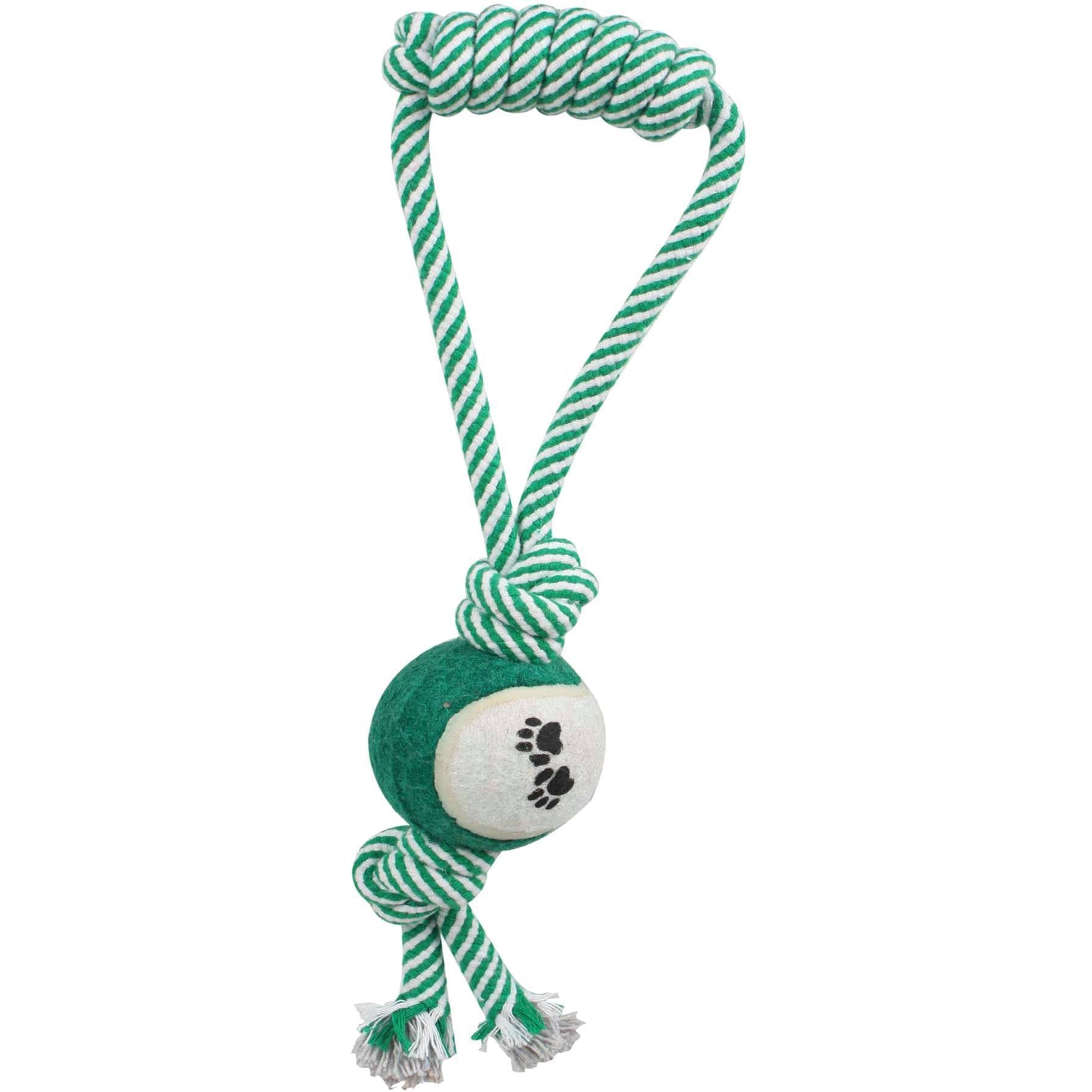 Pet Life ® 'Pull Away' All Natural Jute Rope and Tennis Ball Dog Toy - BIG FRENCHIES