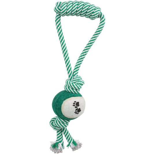 Pet Life ® 'Pull Away' All Natural Jute Rope and Tennis Ball Dog Toy - BIG FRENCHIES