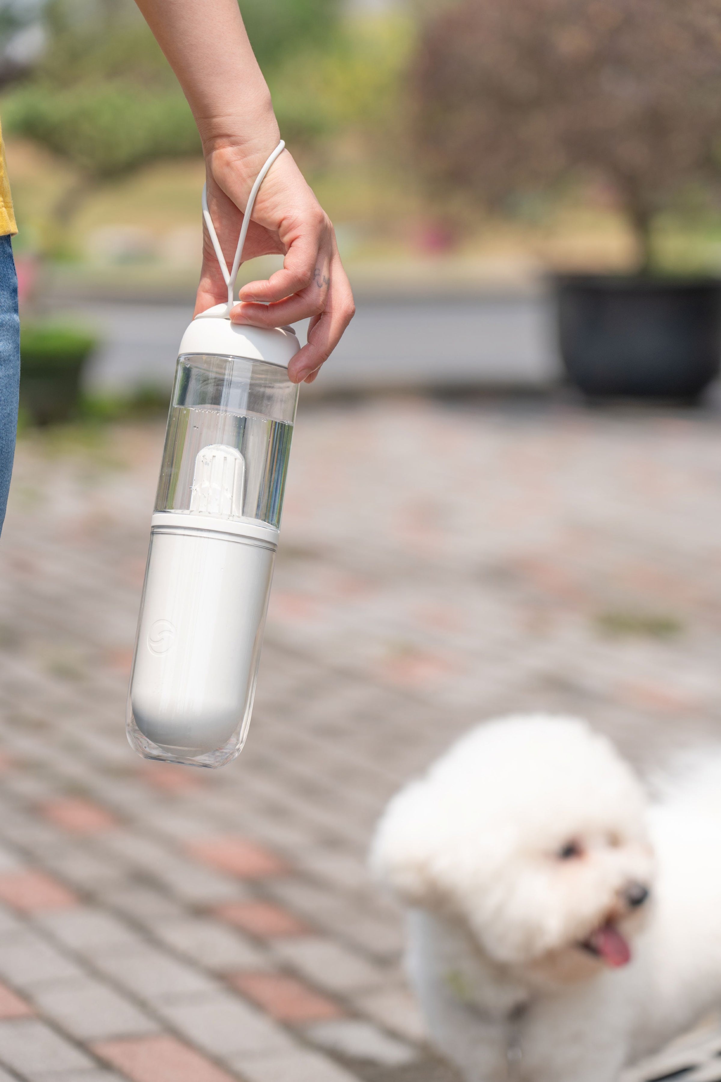 Pet Life ® 'PYURE' Handheld Travel Filtered Water Feeder - BIG FRENCHIES