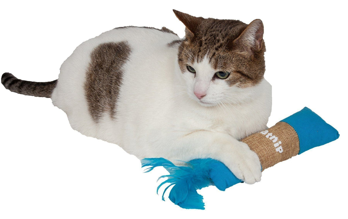Pet Life ® 'Duffle Feathered' Squeak and Crinkle Teaser Plush Cat Toy - BIG FRENCHIES