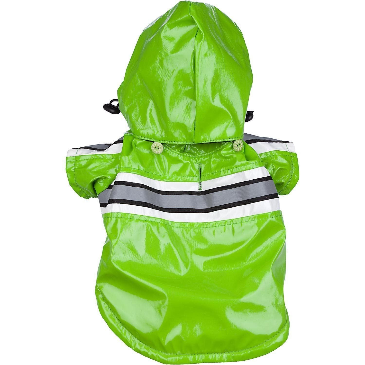 Pet Life ® 'Reflecta-Glow' Reflective Waterproof Adjustable Dog Raincoat Jacket w/ Removable Hood - BIG FRENCHIES