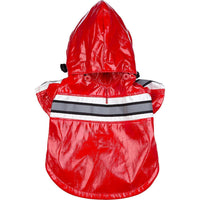 Pet Life ® 'Reflecta-Glow' Reflective Waterproof Adjustable Dog Raincoat Jacket w/ Removable Hood - BIG FRENCHIES