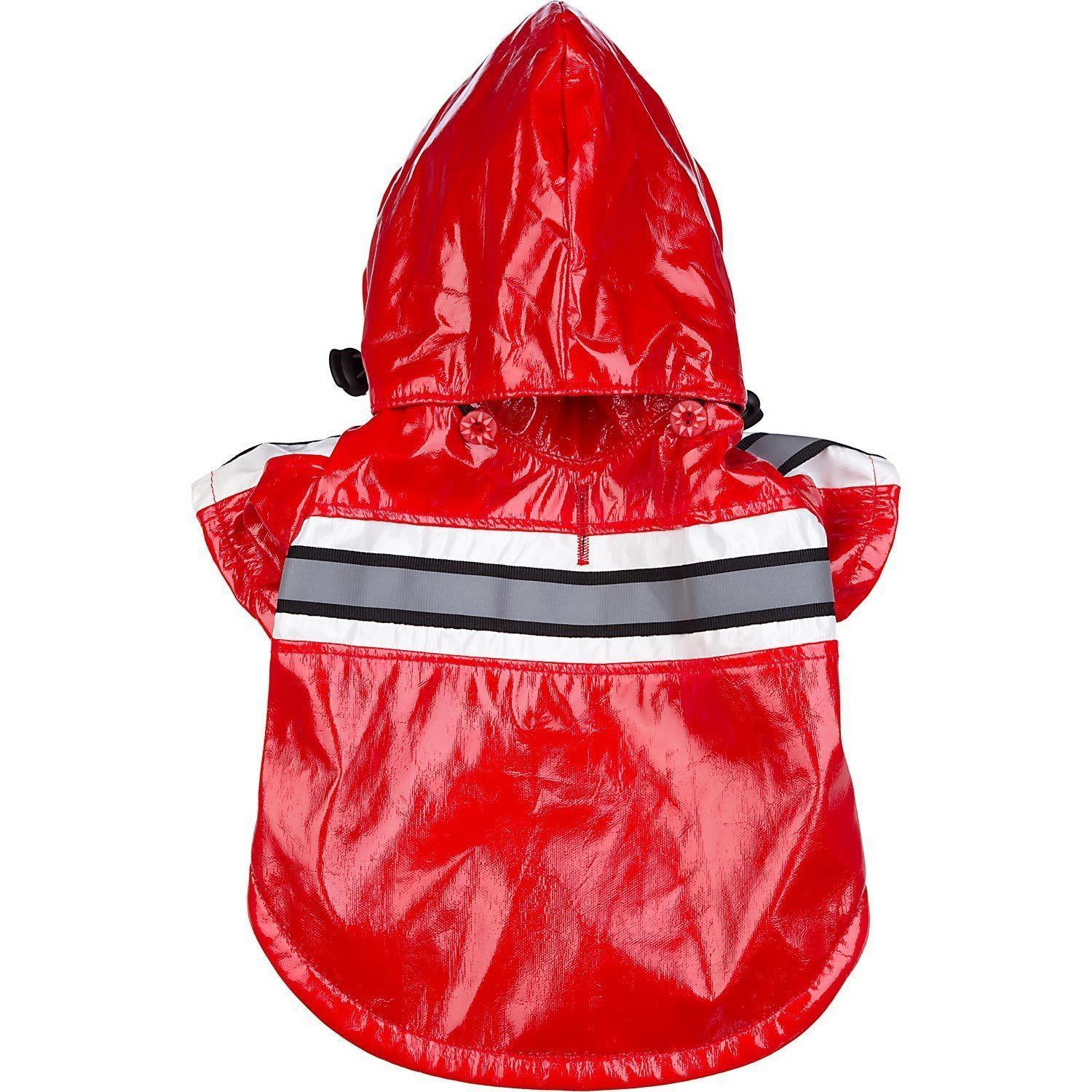 Pet Life ® 'Reflecta-Glow' Reflective Waterproof Adjustable Dog Raincoat Jacket w/ Removable Hood - BIG FRENCHIES