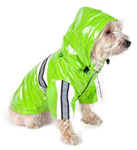 Pet Life ® 'Reflecta-Glow' Reflective Waterproof Adjustable Dog Raincoat Jacket w/ Removable Hood - BIG FRENCHIES