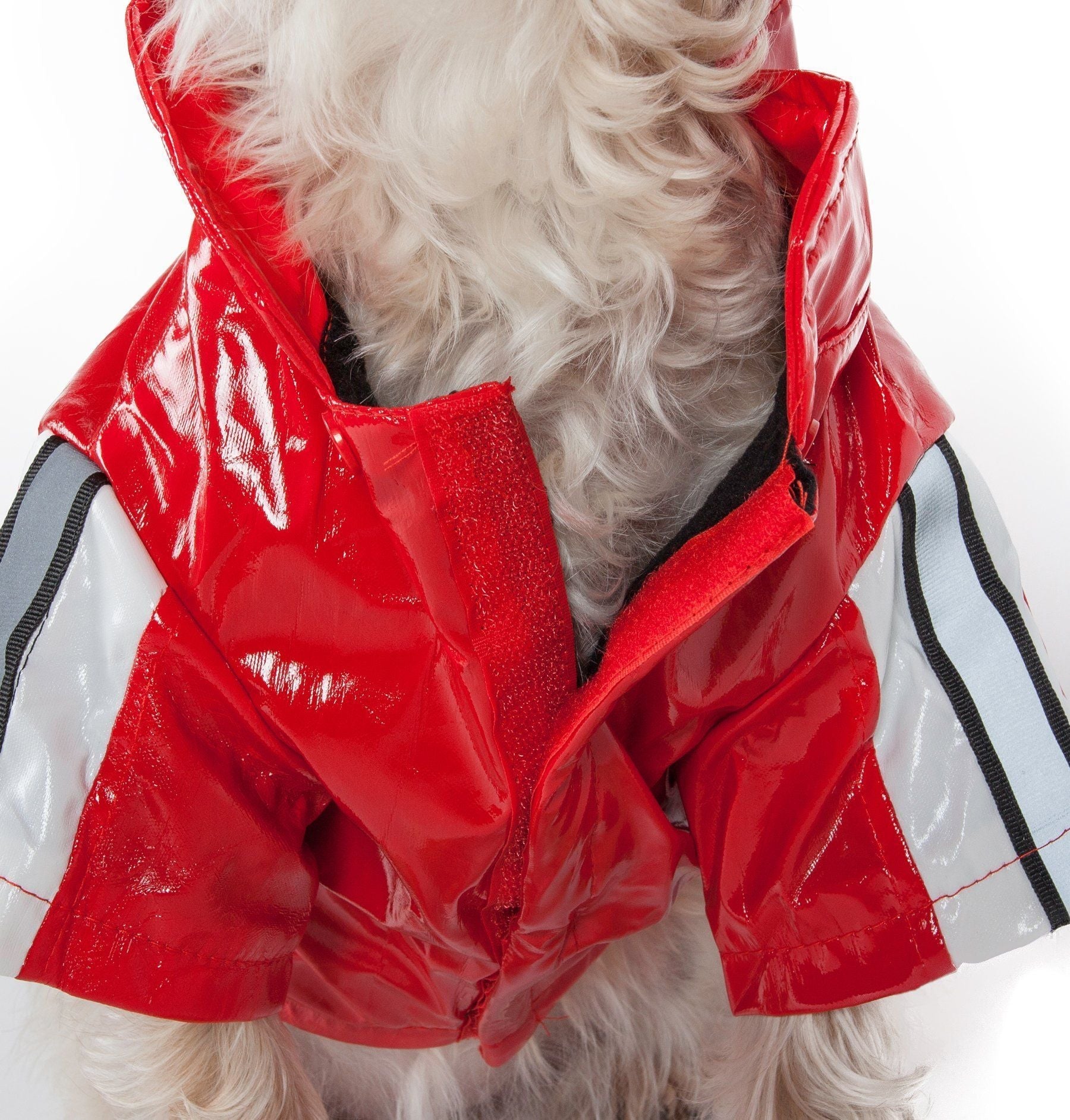Pet Life ® 'Reflecta-Glow' Reflective Waterproof Adjustable Dog Raincoat Jacket w/ Removable Hood - BIG FRENCHIES